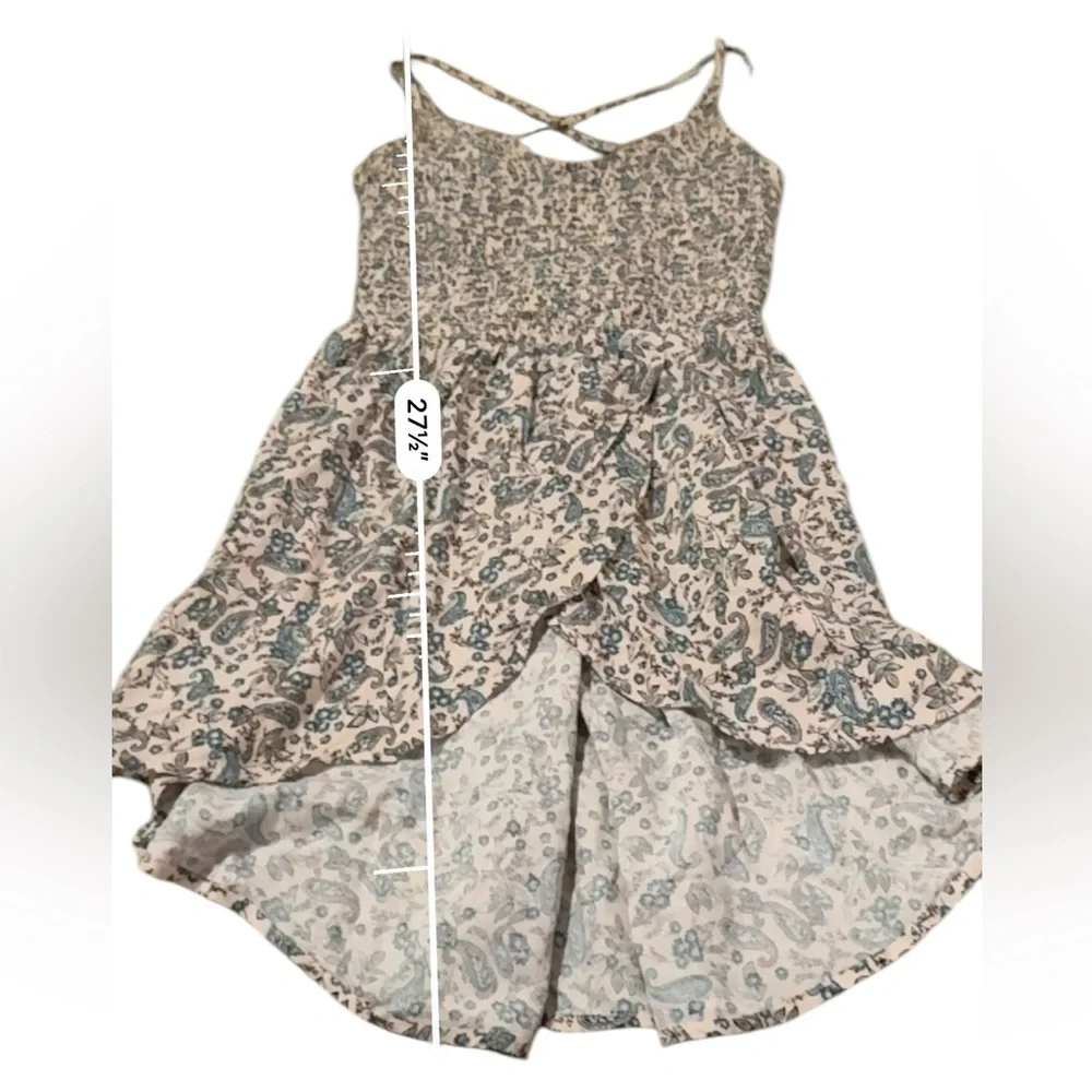 Maurices Cream Pink Blue Floral Print Sleeveless High Low Top Sz XS NEW‎